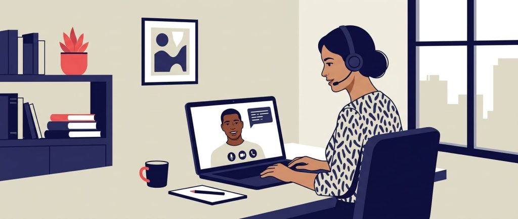adult learning to speak English online in a 1-to-1 lesson