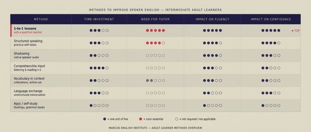 comparison of English learning methods for adults